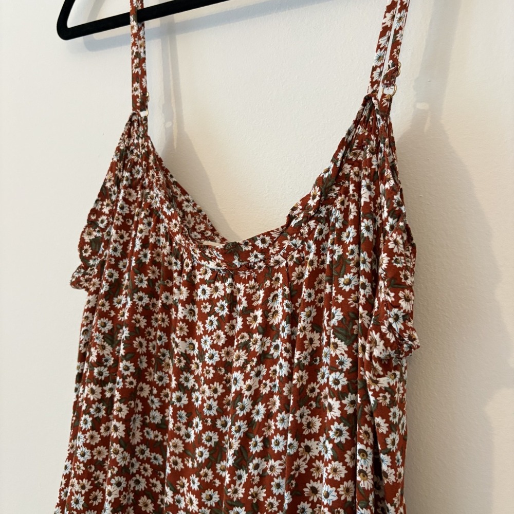Natural Life Micro Floral Tiered Midi Dress Size M Rayon Boho Hippie Cottage - Picture 4 of 5